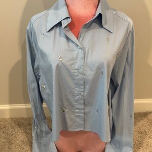 Target Light Blue Embellished Button-Down Shirt